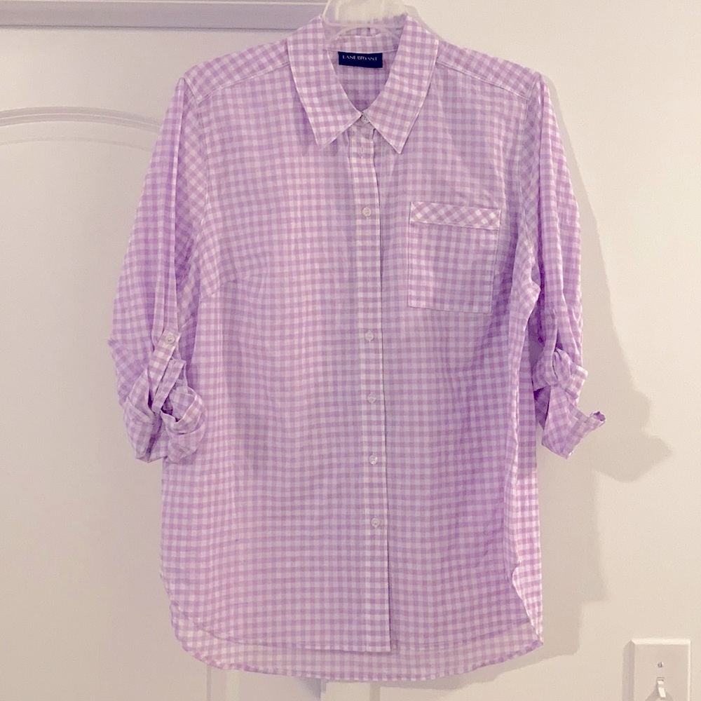Lane Bryant Checker Print Button Down Shirt